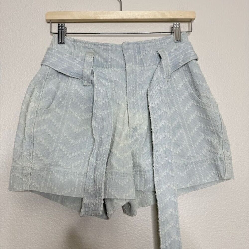 Happy Nature Shorts Size 0 Paperbag Denim Textured Acid Wash Coastal Kate Hudson